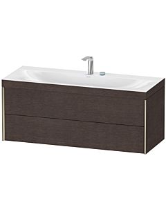 Duravit XViu Waschtisch-Unterschrank XV4617EB172C 120x48cm, 2 Schubkästen, 2 Hahnlöcher, champagner matt, Rahmen C, eiche dunkel gebürstet
