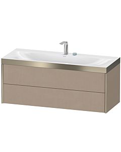Duravit Meuble sous-vasque XViu XV4617EB175P 120x48cm, 2 tiroirs, 2 trous pour robinetterie, champagne mat, Rahmen P, lin