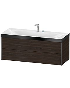 Duravit Meuble sous-vasque XViu XV4617EB269P 120x48cm, 2 tiroirs, 2 trous pour robinetterie, noir mat, Rahmen P, noyer brossé