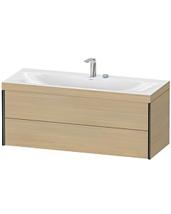 Duravit XViu vanity unit XV4617EB271C 120x48cm, 2 drawers, 2 tap holes, matt black, Rahmen C, Mediterranean oak