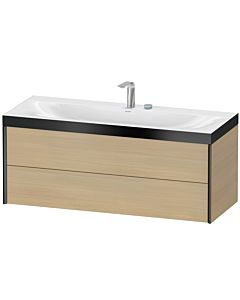 Duravit XViu vanity unit XV4617EB271P 120x48cm, 2 drawers, 2 tap holes, matt black, Rahmen P, Mediterranean oak