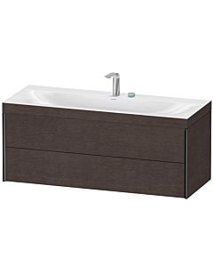 Duravit Meuble sous-vasque XViu XV4617EB272C 120x48cm, 2 tiroirs, 2 trous pour robinetterie, noir mat, Rahmen C, chêne foncé brossé