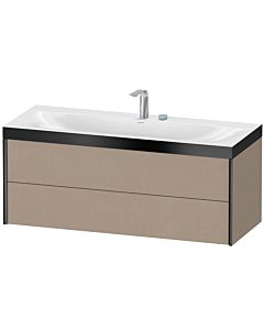 Duravit XViu vanity unit XV4617EB275P 120x48cm, 2 drawers, 2 tap holes, matt black, Rahmen P, linen