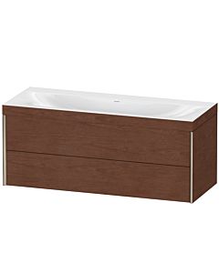Duravit XViu Waschtisch-Unterschrank XV4617NB113C 120x48cm, 2 Schubkästen, ohne Hahnloch, champagner matt, Rahmen C, amerikanischer nussbaum