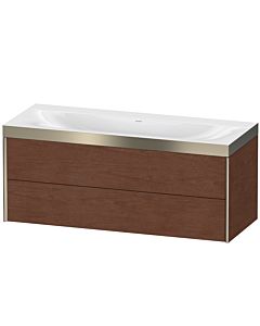 Duravit Meuble sous-vasque XViu XV4617NB113P 120x48cm, 2 tiroirs, sans trou pour robinet, champagne mat, Rahmen P, noyer américain