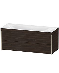 Duravit XViu Waschtisch-Unterschrank XV4617NB169C 120x48cm, 2 Schubkästen, ohne Hahnloch, champagner matt, Rahmen C, nussbaum gebürstet