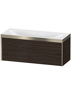 Duravit Meuble sous-vasque XViu XV4617NB169P 120x48cm, 2 tiroirs, sans trou pour robinet, champagne mat, Rahmen P, noyer brossé