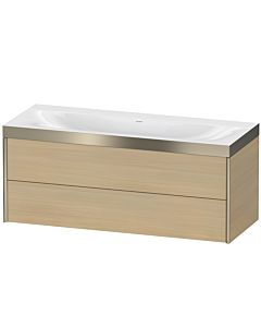 Duravit Meuble sous-vasque XViu XV4617NB171P 120x48cm, 2 tiroirs, sans trou pour robinet, champagne mat, Rahmen P, chêne méditerranéen