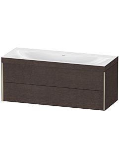 Duravit Meuble sous-vasque XViu XV4617NB172C 120x48cm, 2 tiroirs, sans trou pour robinet, champagne mat, Rahmen C, chêne foncé brossé