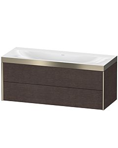 Duravit XViu Waschtisch-Unterschrank XV4617NB172P 120x48cm, 2 Schubkästen, ohne Hahnloch, champagner matt, Rahmen P, eiche dunkel gebürstet
