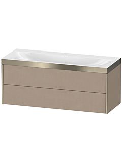 Duravit Meuble sous-vasque XViu XV4617NB175P 120x48cm, 2 tiroirs, sans trou pour robinet, champagne mat, Rahmen P, lin