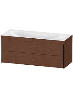 Duravit XViu Waschtisch-Unterschrank XV4617NB213C 120x48cm, 2 Schubkästen, ohne Hahnloch, schwarz matt, Rahmen C, amerikanischer nussbaum