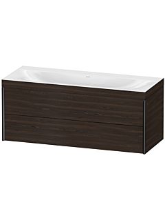 Duravit Meuble sous-vasque XViu XV4617NB269C 120x48cm, 2 tiroirs, sans trou pour robinet, noir mat, Rahmen C, noyer brossé