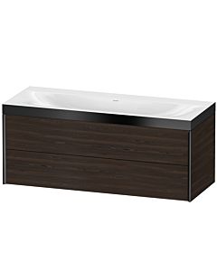 Duravit XViu vanity unit XV4617NB269P 120x48cm, 2 drawers, without tap hole, matt black, Rahmen P, brushed walnut