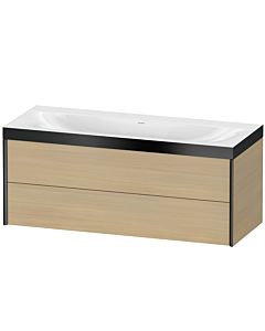 Duravit XViu Waschtisch-Unterschrank XV4617NB271P 120x48cm, 2 Schubkästen, ohne Hahnloch, schwarz matt, Rahmen P, mediterrane eiche