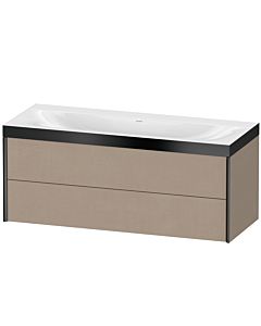 Duravit XViu meuble sous-vasque XV4617NB275P 120x48cm, 2 tiroirs, sans trou pour robinet, noir mat, Rahmen P, lin