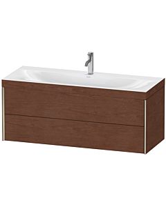 Duravit XViu Waschtisch-Unterschrank XV4617OB113C 120x48cm, 2 Schubkästen, 1 Hahnloch, champagner matt, Rahmen C, amerikanischer nussbaum