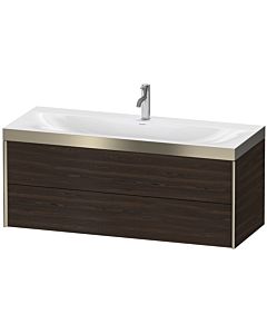 Duravit XViu Waschtisch-Unterschrank XV4617OB169P 120x48cm, 2 Schubkästen, 1 Hahnloch, champagner matt, Rahmen P, nussbaum gebürstet
