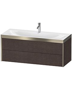 Duravit XViu vanity unit XV4617OB172P 120x48cm, 2 drawers, 2000 tap hole, matt champagne, Rahmen P, brushed dark oak