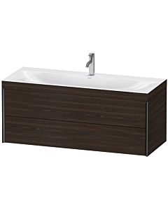 Duravit XViu Waschtisch-Unterschrank XV4617OB269C 120x48cm, 2 Schubkästen, 1 Hahnloch, schwarz matt, Rahmen C, nussbaum gebürstet