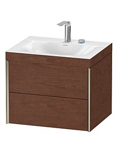 Duravit Meuble sous-vasque XViu XV4614EB113C 60x48cm, 2 tiroirs, 2 trous pour robinetterie, champagne mat, Rahmen C, noyer américain