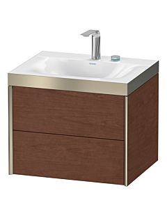 Duravit XViu vanity unit XV4614EB113P 60x48cm, 2 drawers, 2 tap holes, matt champagne, Rahmen P, American walnut