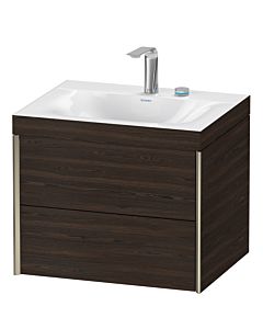 Duravit Meuble sous-vasque XViu XV4614EB169C 60x48cm, 2 tiroirs, 2 trous pour robinetterie, champagne mat, Rahmen C, noyer brossé