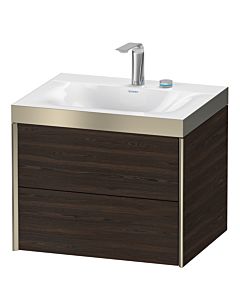 Duravit XViu vanity unit XV4614EB169P 60x48cm, 2 drawers, 2 tap holes, matt champagne, Rahmen P, brushed walnut