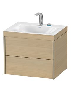 Duravit XViu Waschtisch-Unterschrank XV4614EB171C 60x48cm, 2 Schubkästen, 2 Hahnlöcher, champagner matt, Rahmen C, mediterrane eiche