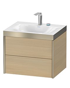 Duravit XViu Waschtisch-Unterschrank XV4614EB171P 60x48cm, 2 Schubkästen, 2 Hahnlöcher, champagner matt, Rahmen P, mediterrane eiche