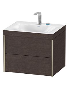 Duravit XViu vanity unit XV4614EB172C 60x48cm, 2 drawers, 2 tap holes, matt champagne, Rahmen C, brushed dark oak