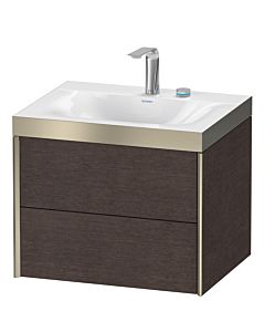 Duravit XViu vanity unit XV4614EB172P 60x48cm, 2 drawers, 2 tap holes, matt champagne, Rahmen P, brushed dark oak
