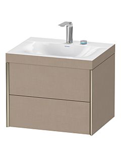 Duravit Meuble sous-vasque XViu XV4614EB175C 60x48cm, 2 tiroirs, 2 trous pour robinetterie, champagne mat, Rahmen C, lin