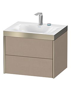 Duravit Meuble sous-vasque XViu XV4614EB175P 60x48cm, 2 tiroirs, 2 trous pour robinetterie, champagne mat, Rahmen P, lin