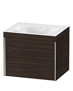 Duravit XViu Waschtisch-Unterschrank XV4614NB169C 60x48cm, 2 Schubkästen, ohne Hahnloch, champagner matt, Rahmen C, nussbaum gebürstet