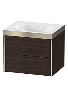 Duravit XViu Waschtisch-Unterschrank XV4614NB169P 60x48cm, 2 Schubkästen, ohne Hahnloch, champagner matt, Rahmen P, nussbaum gebürstet