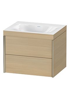 Duravit XViu Waschtisch-Unterschrank XV4614NB171C 60x48cm, 2 Schubkästen, ohne Hahnloch, champagner matt, Rahmen C, mediterrane eiche