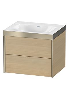 Duravit XViu vanity unit XV4614NB171P 60x48cm, 2 drawers, without tap hole, matt champagne, Rahmen P, Mediterranean oak