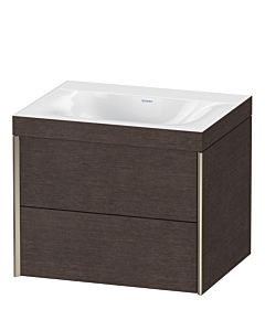 Duravit XViu Waschtisch-Unterschrank XV4614NB172C 60x48cm, 2 Schubkästen, ohne Hahnloch, champagner matt, Rahmen C, eiche dunkel gebürstet
