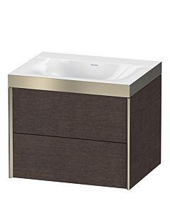 Duravit Meuble sous-vasque XViu XV4614NB172P 60x48cm, 2 tiroirs, sans trou pour robinet, champagne mat, Rahmen P, chêne foncé brossé