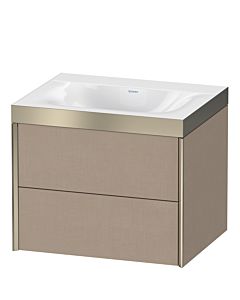 Duravit Meuble sous-vasque XViu XV4614NB175P 60x48cm, 2 tiroirs, sans trou pour robinet, champagne mat, Rahmen P, lin