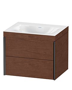 Duravit XViu vanity unit XV4614NB213C 60x48cm, 2 drawers, without tap hole, matt black, Rahmen C, American walnut