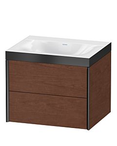 Duravit XViu Waschtisch-Unterschrank XV4614NB213P 60x48cm, 2 Schubkästen, ohne Hahnloch, schwarz matt, Rahmen P, amerikanischer nussbaum