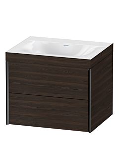 Duravit XViu vanity unit XV4614NB269C 60x48cm, 2 drawers, without tap hole, matt black, Rahmen C, brushed walnut