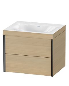 Duravit XViu vanity unit XV4614NB271C 60x48cm, 2 drawers, without tap hole, matt black, Rahmen C, Mediterranean oak
