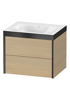 Duravit XViu Waschtisch-Unterschrank XV4614NB271P 60x48cm, 2 Schubkästen, ohne Hahnloch, schwarz matt, Rahmen P, mediterrane eiche