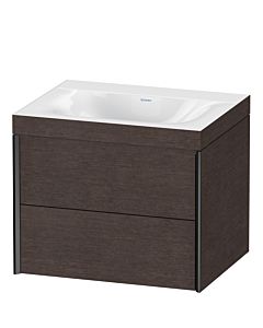 Duravit XViu Waschtisch-Unterschrank XV4614NB272C 60x48cm, 2 Schubkästen, ohne Hahnloch, schwarz matt, Rahmen C, eiche dunkel gebürstet