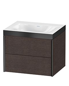Duravit XViu Waschtisch-Unterschrank XV4614NB272P 60x48cm, 2 Schubkästen, ohne Hahnloch, schwarz matt, Rahmen P, eiche dunkel gebürstet