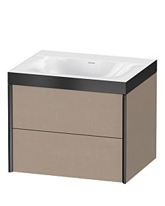 Duravit XViu vanity unit XV4614NB275P 60x48cm, 2 drawers, without tap hole, matt black, Rahmen P, linen