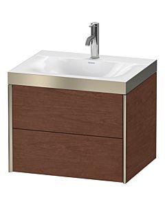 Duravit XViu vanity unit XV4614OB113P 60x48cm, 2 drawers, 2000 tap hole, matt champagne, Rahmen P, American walnut